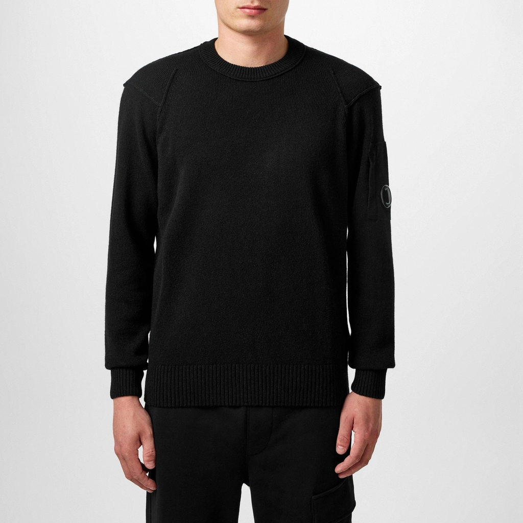 CP Company Lambswool Grs Crew Neck Knit Jumper - Black 999